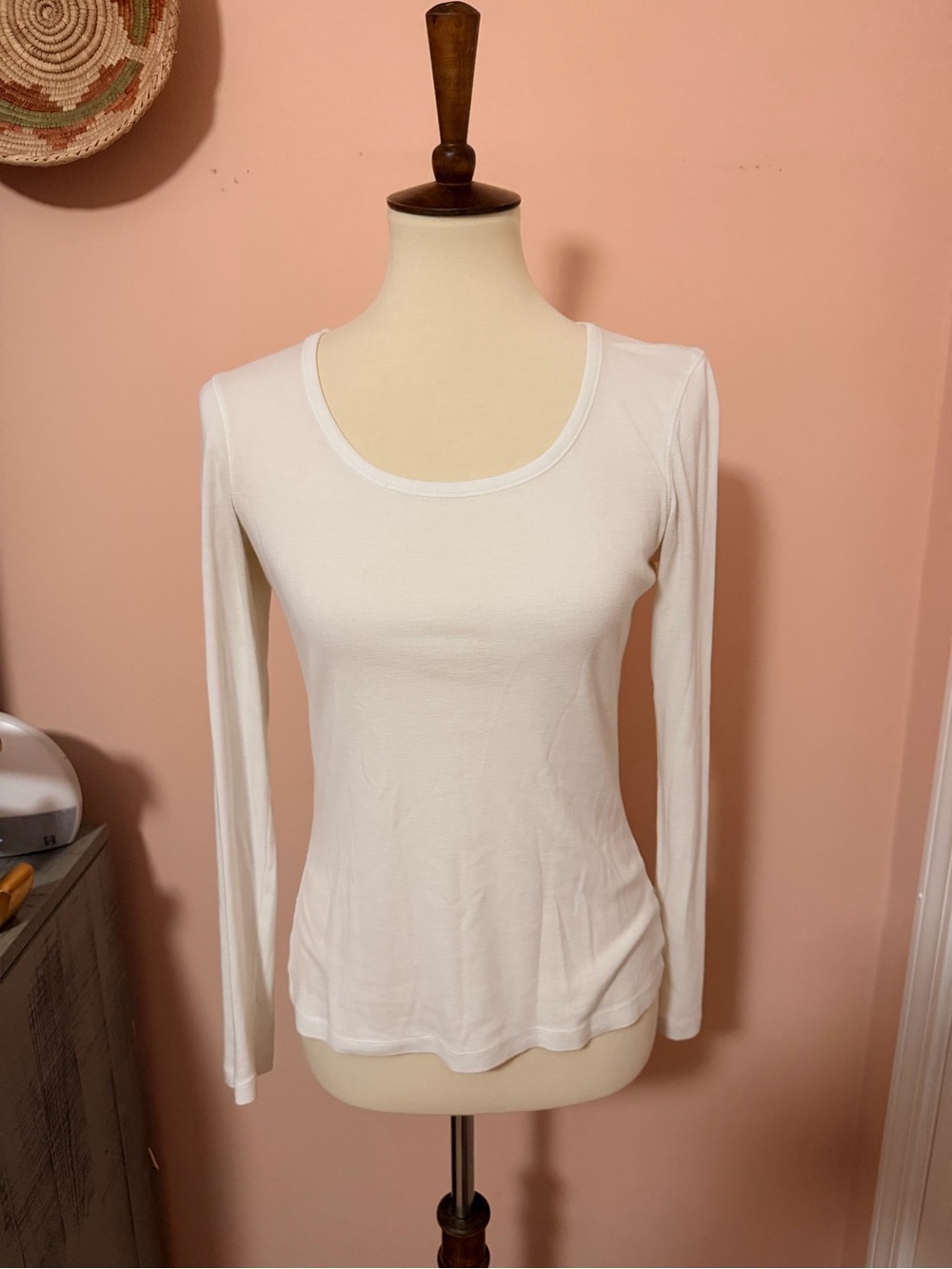 Merona Classic Women's Long-Sleeve Scoop Neck Cotton Top - White Sz S